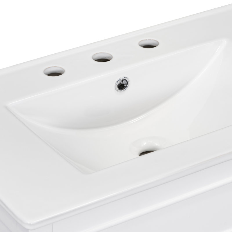 Meuble-lavabo simple autoportant 30 po avec comptoir en céramique Nakoda, Blanc