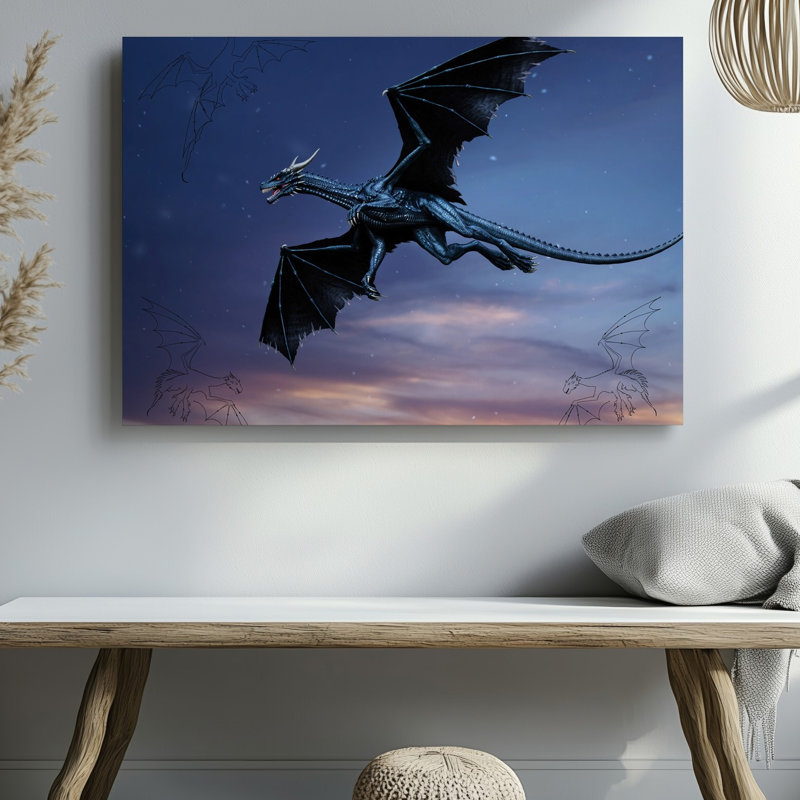 Reproduction d'art sur toile, "Mythical Dragon", H 30 po x l 30 po