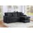 Contemporary Style Convertible Sectional Cup Holder USB And USB-C Port Storage Chaise Matching Pillows Pull Out Extension Black Finish Primary Living Room-1344868683