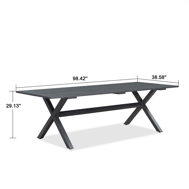 Latitude Run® Rectangular Outdoor Dining Table, 29.13"H x 98.42"L x 38.58"W