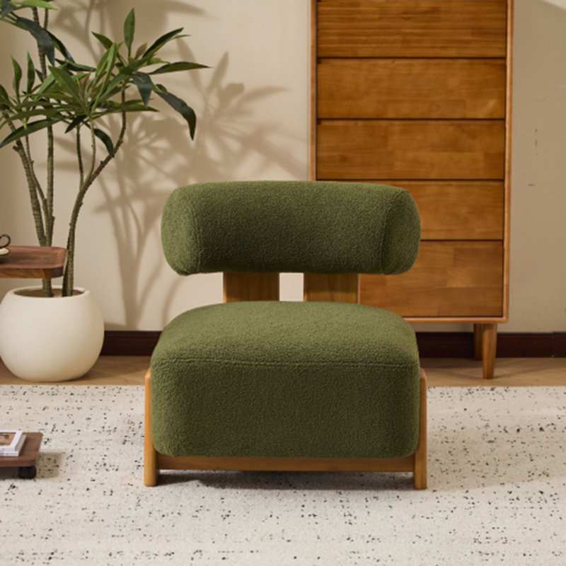 27.25" Modern Boucle Lounge Chair, Green