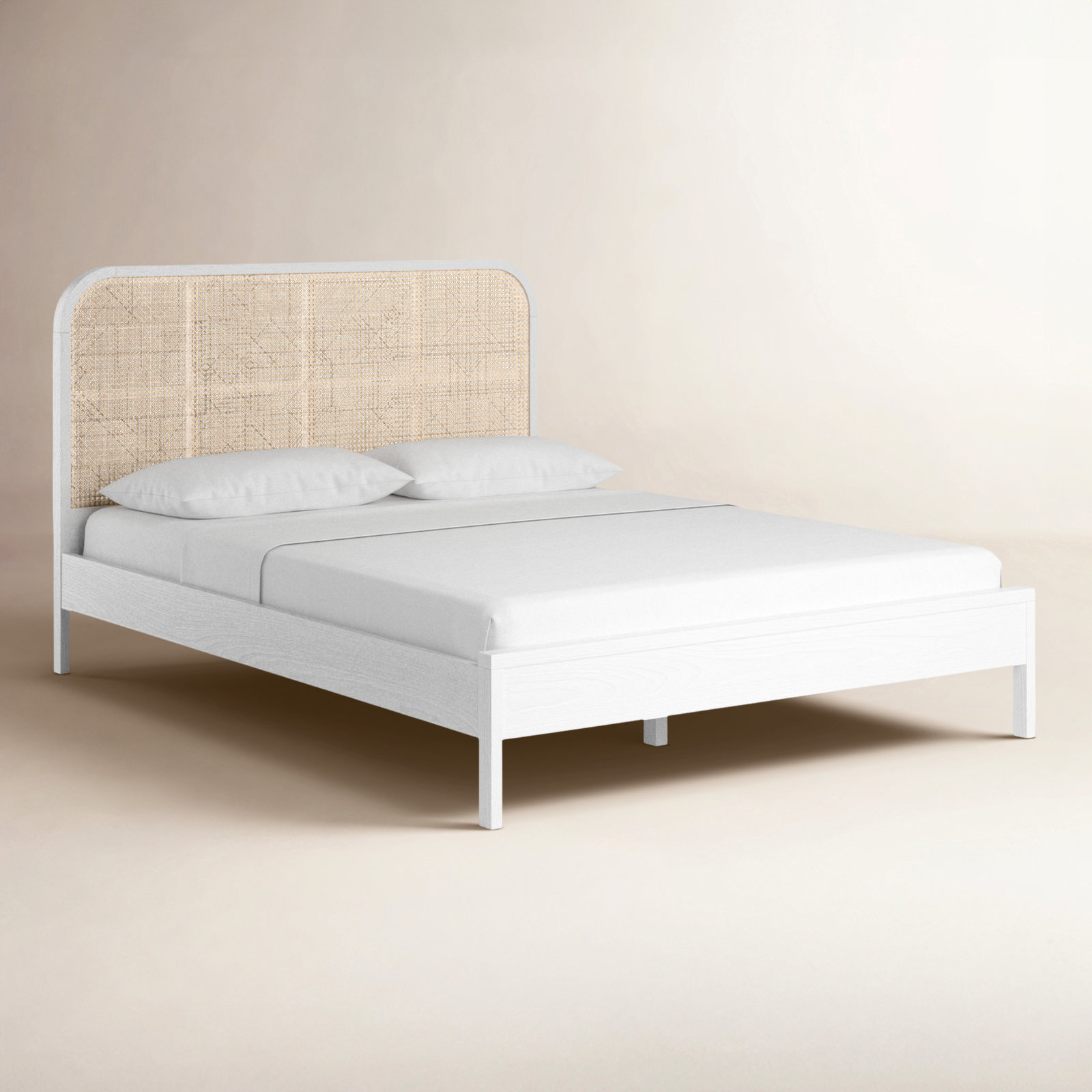 Cane Bed, Queen, White