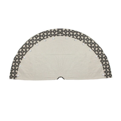 54" Black and White Rhinestone Christmas Tree Skirt