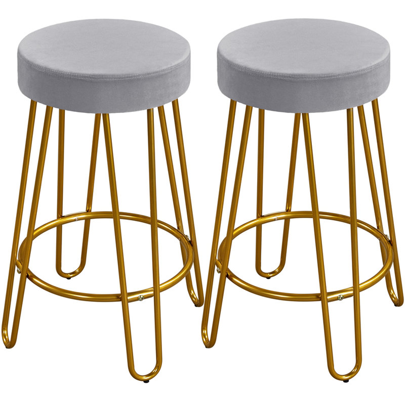 Cedernier Upholstered Counter Stool with Metal Frame, Gray