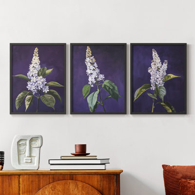 Série d'étude florale Lxxvi-lot de 3 estampes giclées encadrées-prêt à être accroché