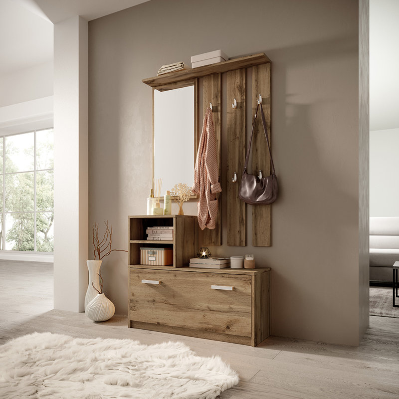 Thorbern Hall Tree with Bench and Shoe Storage, Wotan Oak