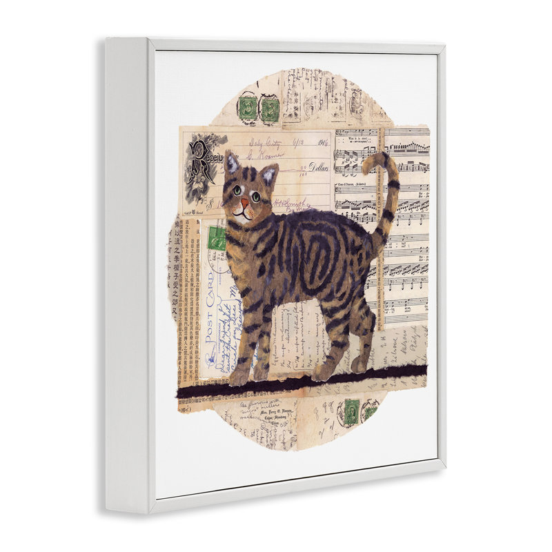 «Tabby Cat Collage», art de la giclée encadrée par Nancy Overton, Giclée encadrée blanc bord de mer, H 12 po x l 12 po