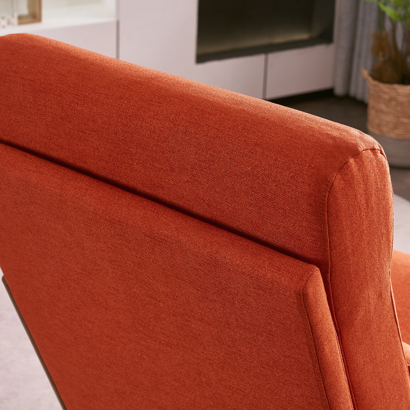 Lemley 25.6'' W Solid Wood Armchair with Lumbar Support , Orange 100% Linen