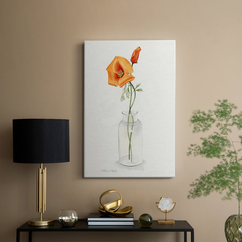 California Poppy Vase I - Gallery Cavas, H 60 po x l 40 po