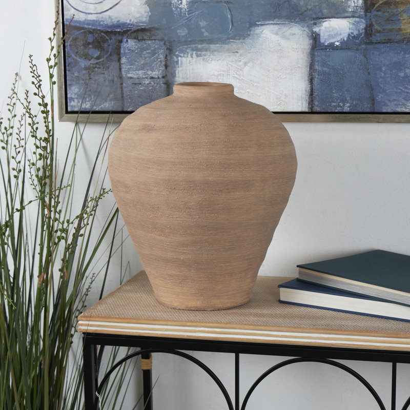 Felicie Ceramic Textured Novelty Table Vase, 16.7" H x 13.75" W x 13.4" D
