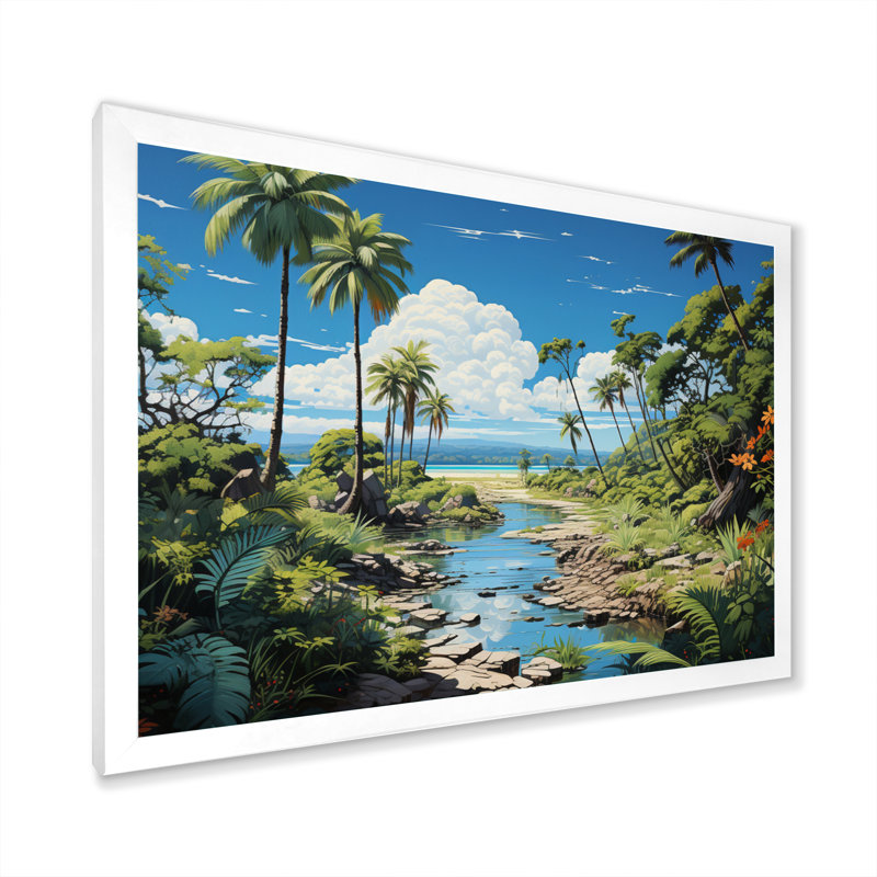 Palmier sur toile, impression de paysage de plage tropicale - Palmiers à la plage IV, H 30 po x l 40 po x P 1,5 po