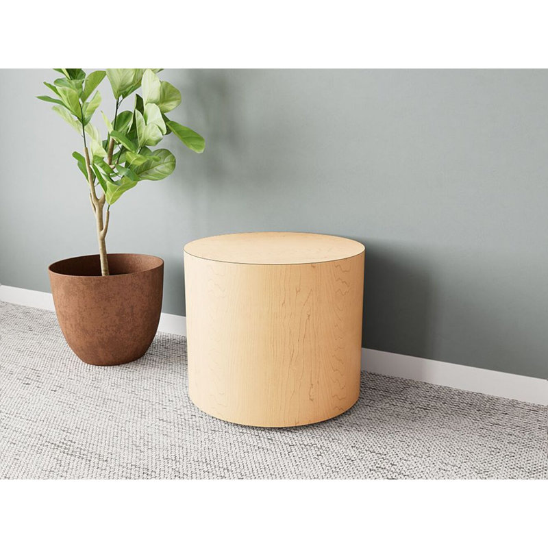 Mystic Lounge Reception 19" Cylinder Table With Laminate Top, Natural Maple, 16"H x 19"W x 19"D