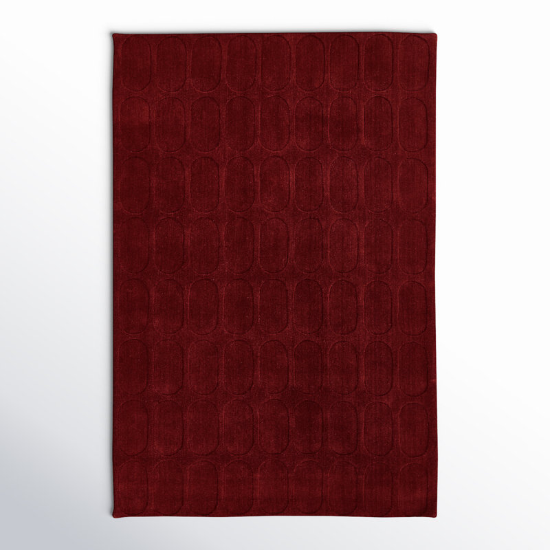  Contour Hand Loomed Wool Geometric Burgundy Area Rug, Rectangle 2' x 3'