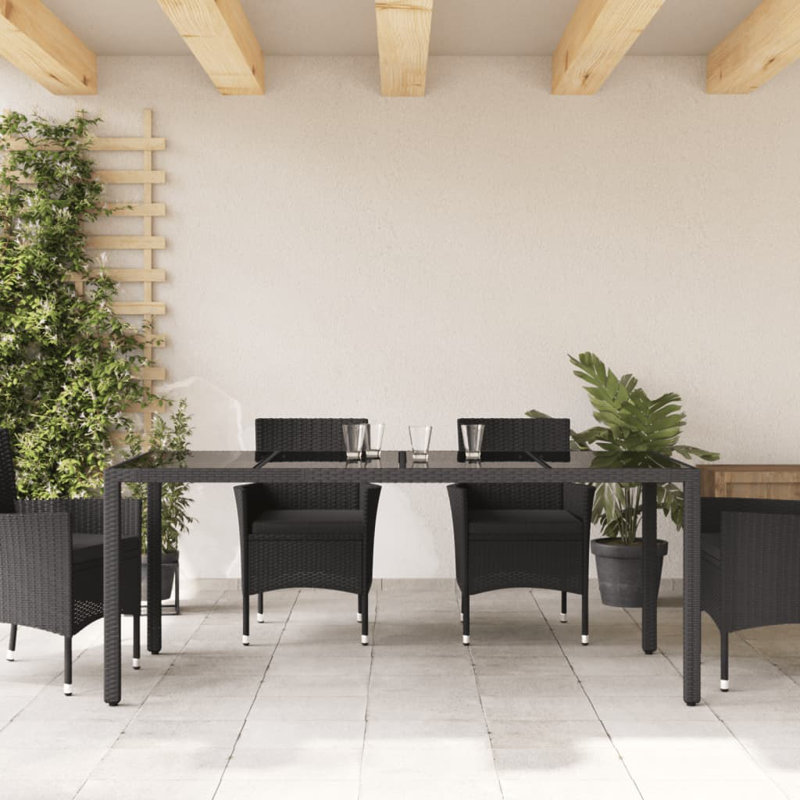 Table de patio avec plateau en verre 74,8 po x 35,4 po x 29,5 po, Gris