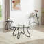 Ensemble de 2 tables basses de surface en verre trempé, table d'appoint ronde décorative avec construction robuste pour le salon (noir rustique)