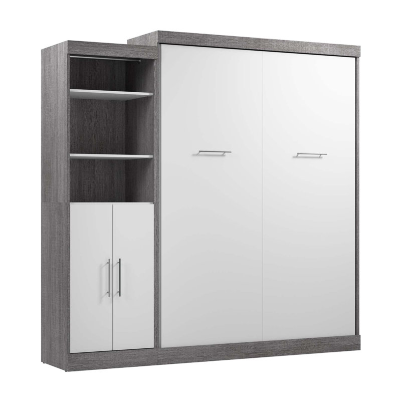 Velora Murphy Storage Bed, Bark Gray & White, Queen