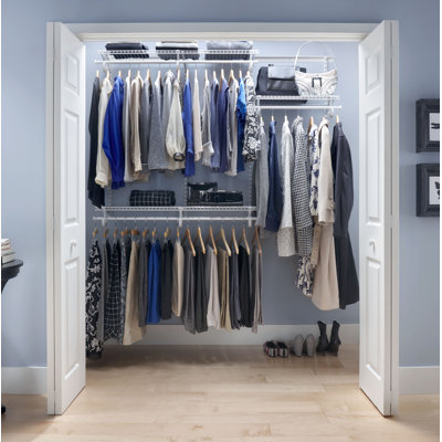 Adjustable White Wardrobe ShelfTrack System 1.8m Wide Wire Wall Mounted Storage