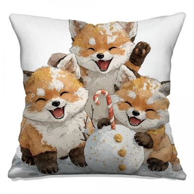 Cute Fox Trio Double Sided Throw Pillows
