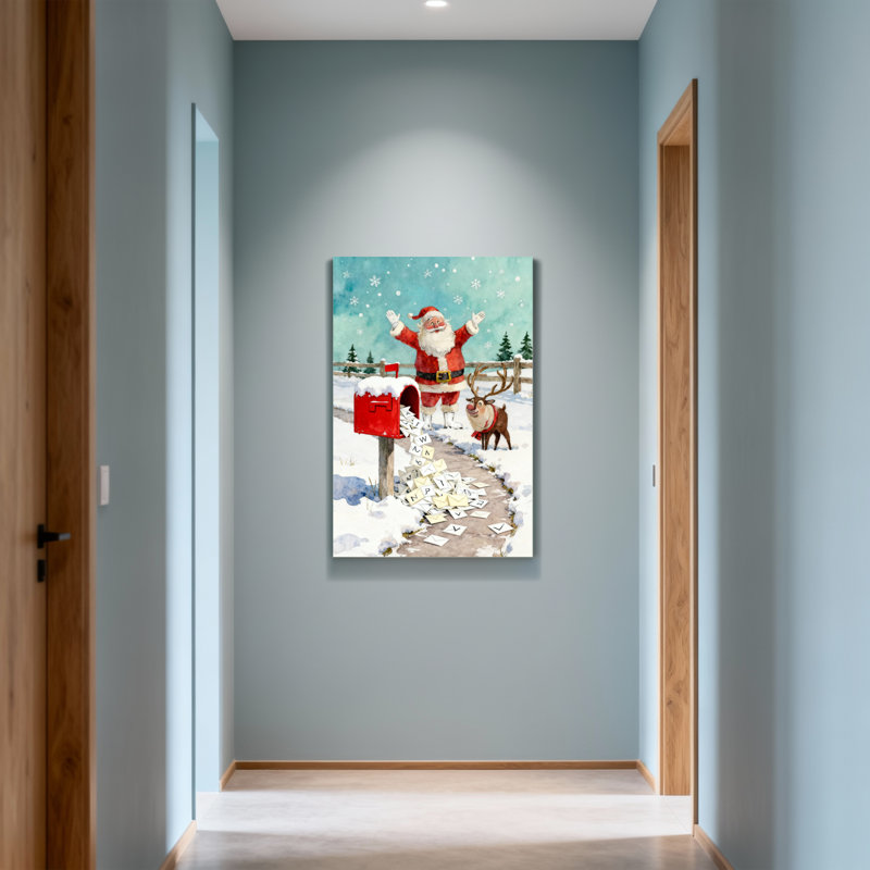 Noël, père Noël, renne, boîte aux lettres, neige, lettres, scène hivernale