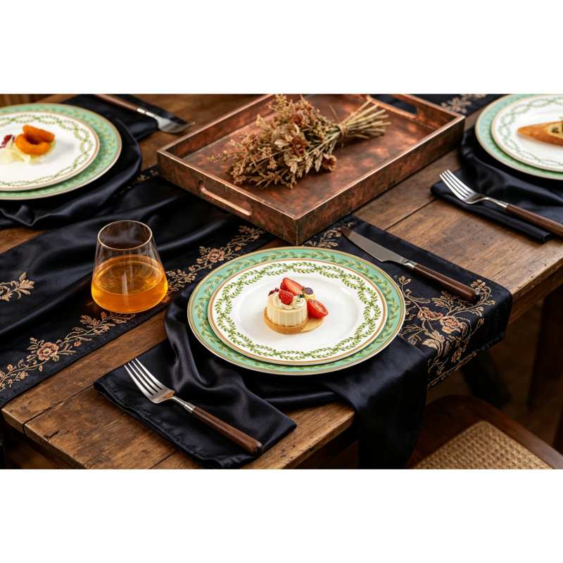 Ensemble de salle à manger en porcelaine tendre 12 pièces pour 4, assiettes et bols légers résistants à l'écaillage vert artistique
