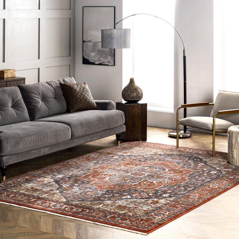Valentine Oriental Red/Brown Area Rug, Rectangle 8' x 10'
