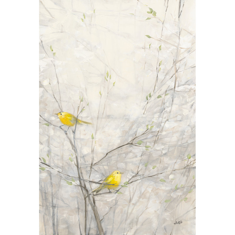 Birds in Trees II - impression sur toile tendue, H 12 po x l 8 po, Cadre simple blanc, Oui