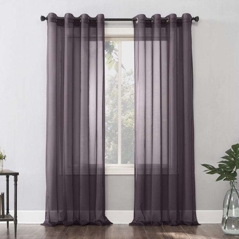 Panneau de rideau simple diaphane avec œillets, L 59 po x L 63 po, Figue