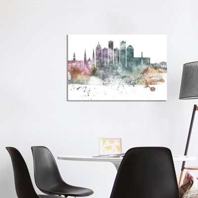 Detroit Pastel Skylines - Wrapped Canvas Print
