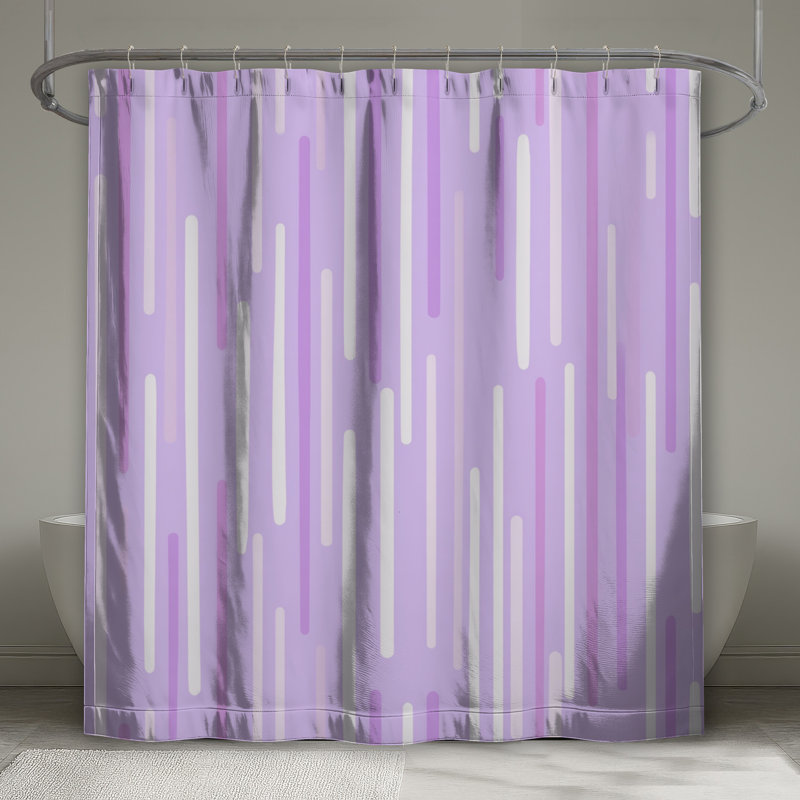 Rideau de douche mauve à rayures - motif de salle de bain moderne, L 70 po x H 72 po