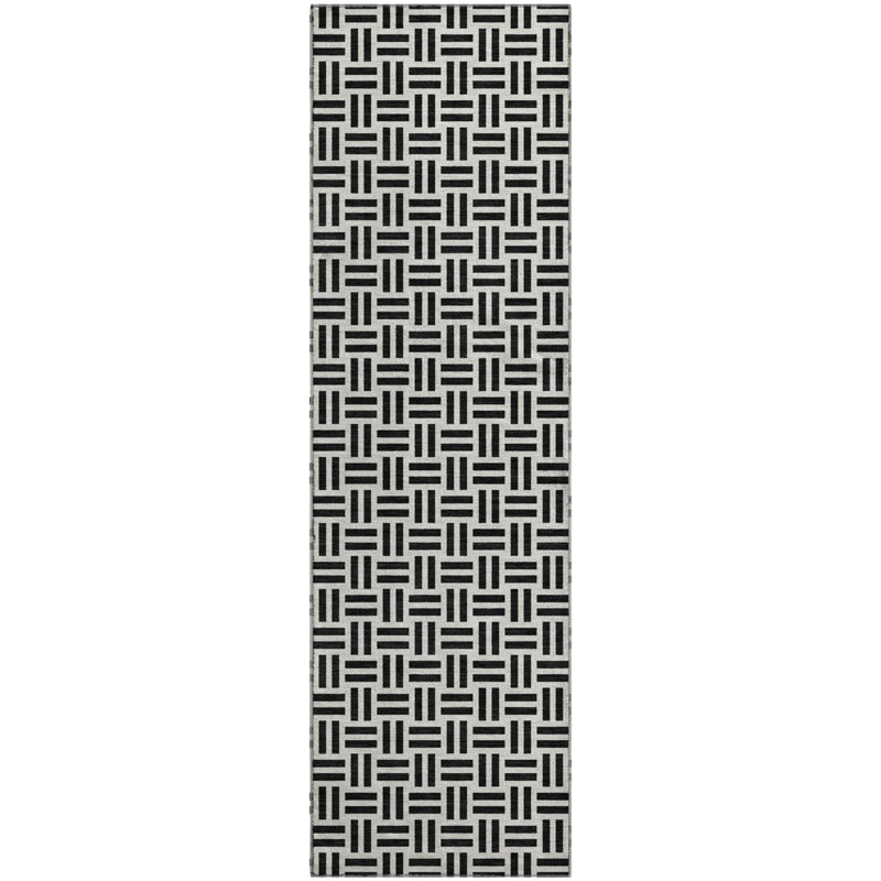 Premium Machine Washable Prisco Black Rug, Runner 2'3" x 7'6"