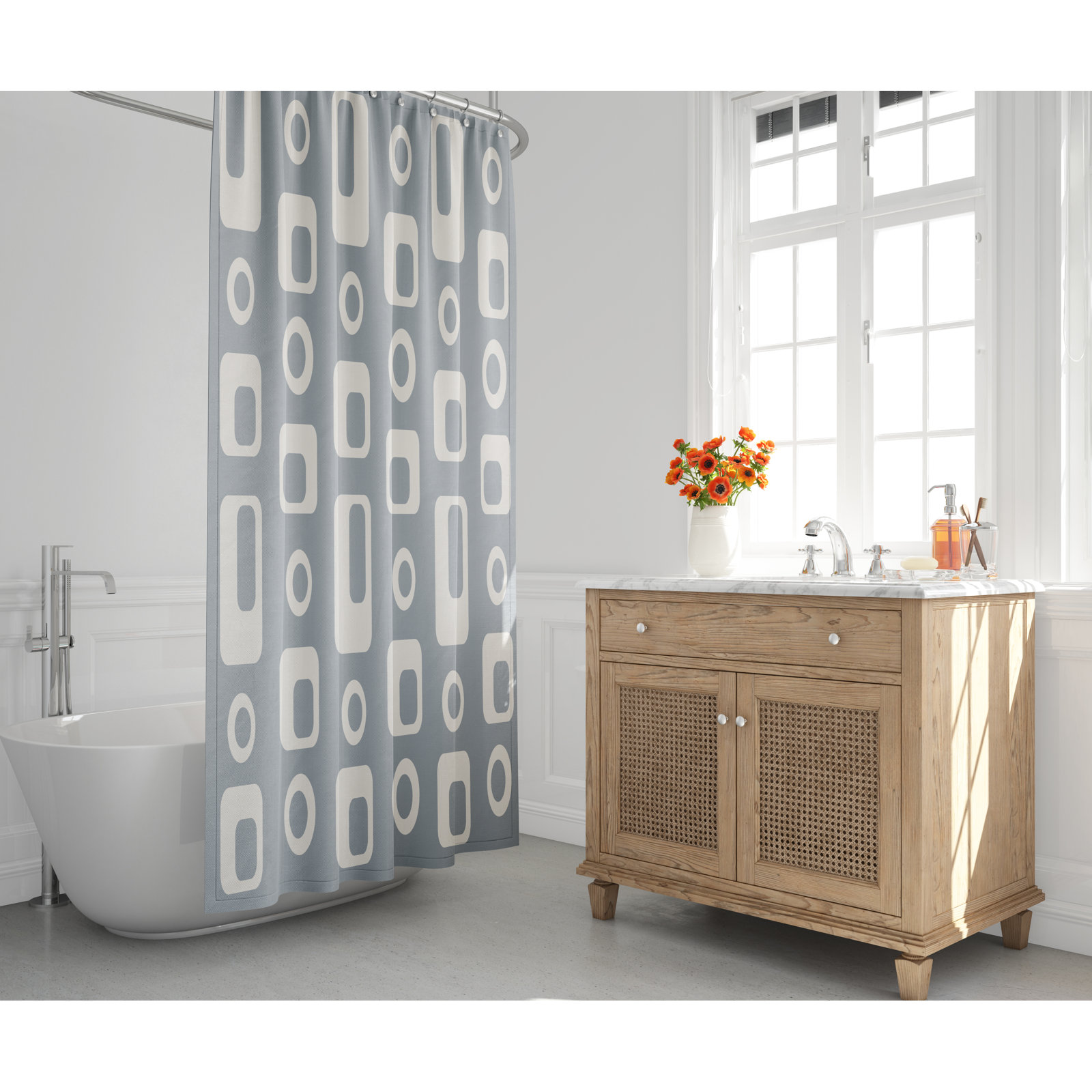 Mette Mid-Century Shower Curtain, Gray