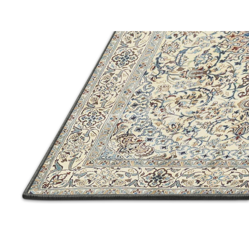 Tapis oriental bleu / beige / gris, Rectangle 5 pi x 8 pi