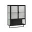 Armoire murale moderne à deux portes de 23,62 po avec deux portes, un rangement fermé à deux niveaux, une tablette ouverte et un porte-serviettes, pour le hall d'entrée, la salle de bain et la salle à manger, noir