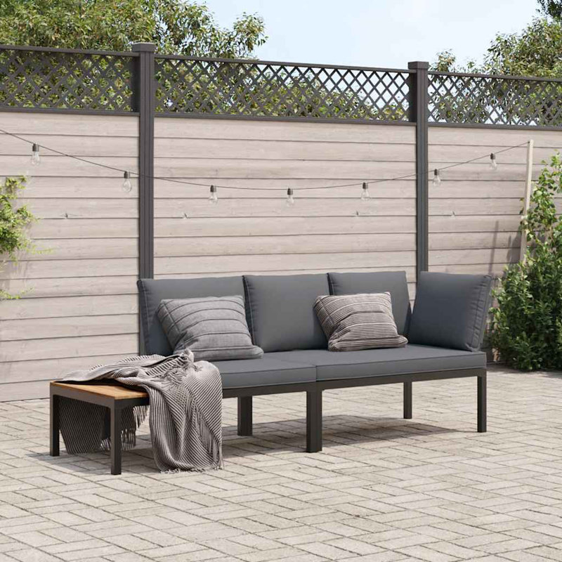  Ensemble de canapé de jardin modulaire moyen en aluminium thermolaqué noir