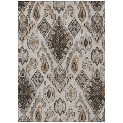 5' X 8' Brown And Beige Moroccan Washable Indoor Outdoor Area Rug