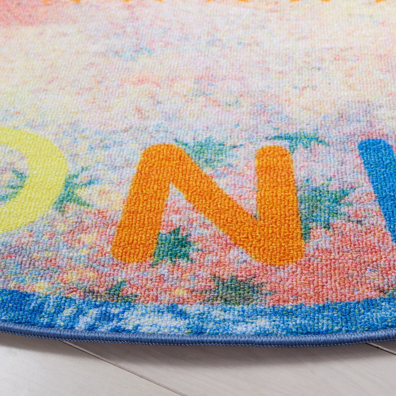 Tapis bleu / orange Bottone, Rond 5 pi