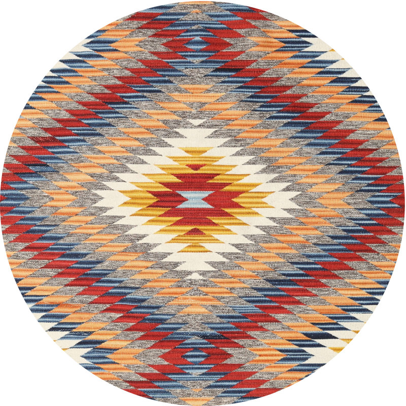 Tapis contemporain rouge / vert / bleu, Rond 6 pi