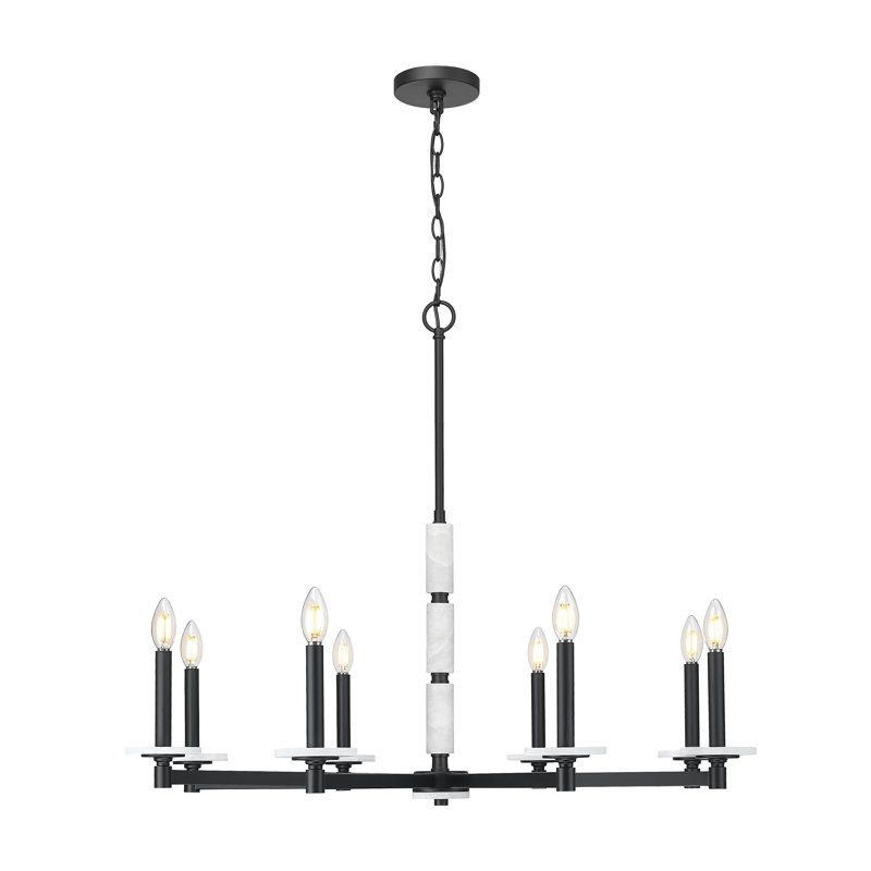 Lustre moderne Kaden, Noir mat, H 29,25 po x l 36,5 po x P 36,5 po, 8 lumières