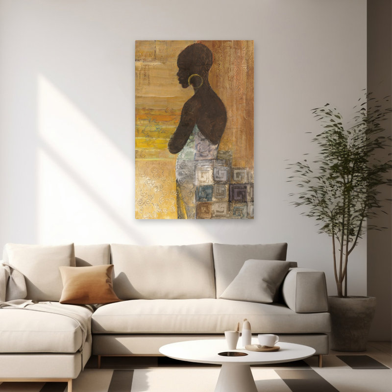 «Women Of The World IV» - Art abstrait africain, H 60 po x l 40 po