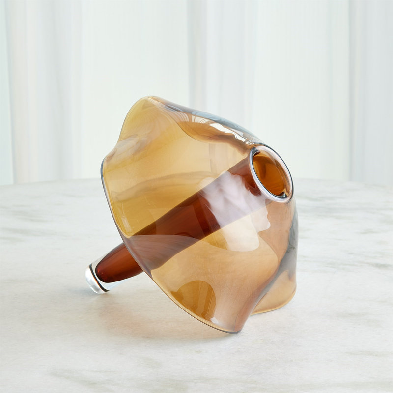 Andromeda Vase-Dark Amber-Lg, 12" H x 12.5" W x 12.5" D