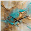 Horloge murale asymétrique à encre liquide Gold Blue Transcendent-106134286