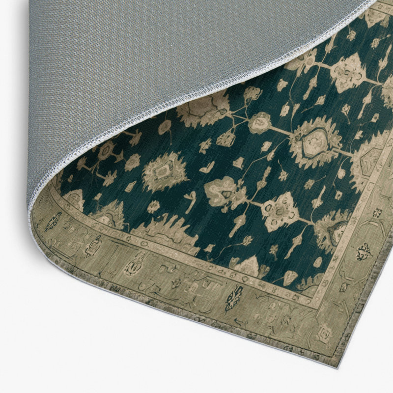 Overdyed Green Indoor and Outdoor Area Rug, Rectangle 4' x 6'