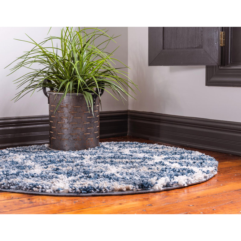 Burriss Geometric Shag Area Rug, Round 99cm