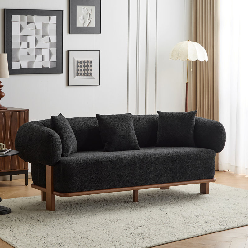 Round Arm Curved Sofa, Black