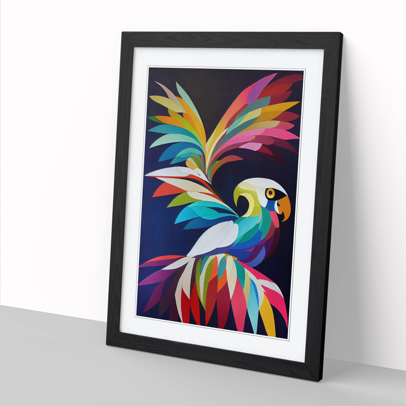 Cockatoo Geometric - Single Picture Frame Print, Black Framed, 64cm H x 46cm W