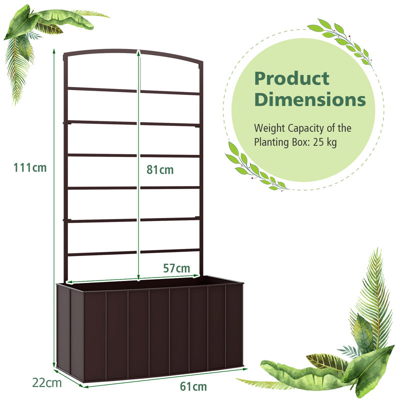 Alzada Metal Raised Garden Bed with Trellis