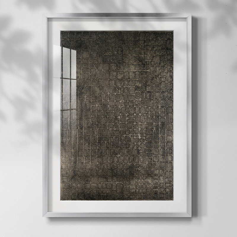 " Lattice Luster III ", White, Silver Framed Paper