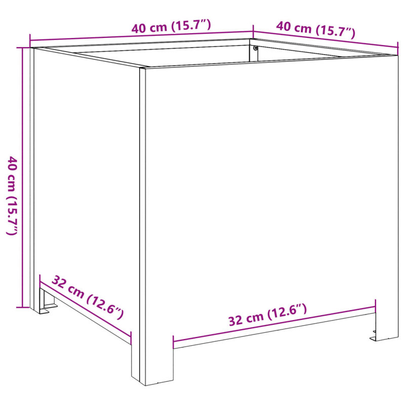 Ensemble de 2 jardinières Garden, H 15,7 po x l 15,7 po x P 15,7 po, Argent argent