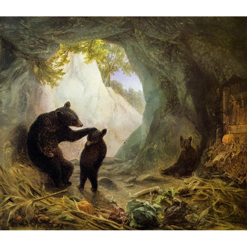Art sur toile tendue par Millwood Pines Beard, William Holbrook Gallery: Bear and Cubs, H 15 po x l 17 po