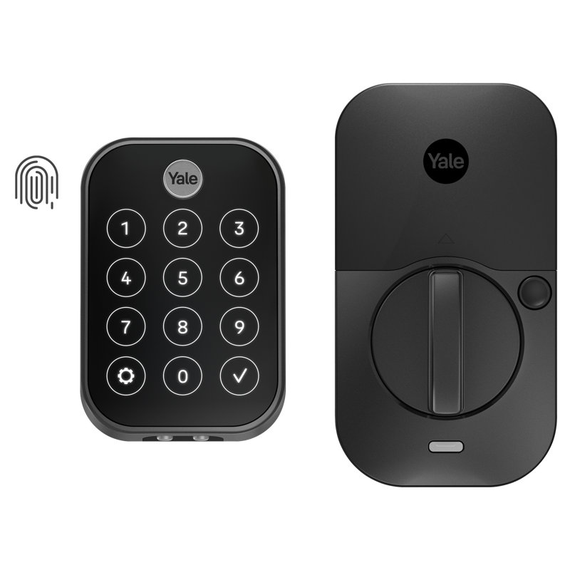 Verrou intelligent à écran tactile 2 touches avec lecteur d'empreintes digitales et Wi-Fi Yure Assure Lock de Yale, Noir mat